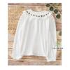 New Autumn Winter Peter Pan Collar Embroidered Shirt for Women Corduroy Ruffle Lace-up Long Sleeve Top