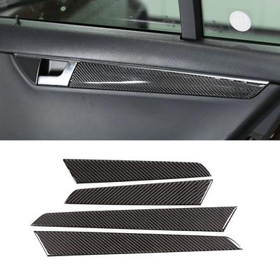 For Mercedes Benz C Class W204 2007 2008 2009 2010 2011 2012 2013 Car Carbon Fiber Interior Door Handle Panel Strips Cover