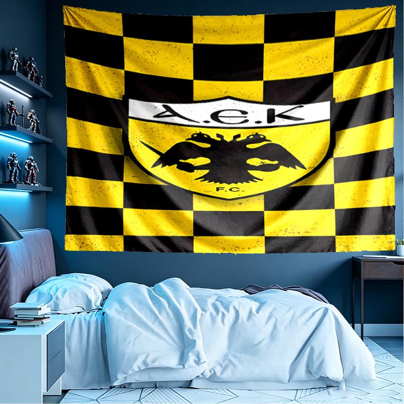 AEK Athens FC Print Tapestry, Lightweight Wall Hanging, for Bedroom, Dorm, Living Room, Home Art Decor, Birthday Christmas Gift for Friends