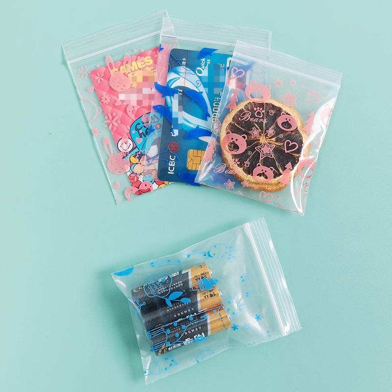 Thickened Self Sealing Tote Cartoon Photo Jewelry Packaging Sack Cute Colored Plastic Packaging Handheld Account Decoration and Sorting Bag
