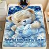 1PC Custom Name Floral Bears Harvest Patterned Flannel Blanket Suitable For All Seasons for Home Decor Warmth and Comfort Gifts Holiday Present_lx