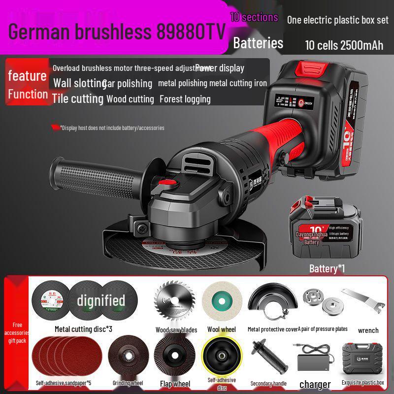 Brushless Cordless Lithium Battery Angle Grinder & Polisher - Multifunctional Cutting & Polishing Machine