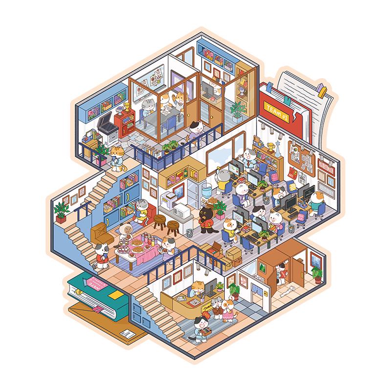 Yi Lan 19.0 3D Gelaagde Miniatuurscène Landschapssticker voor Journals