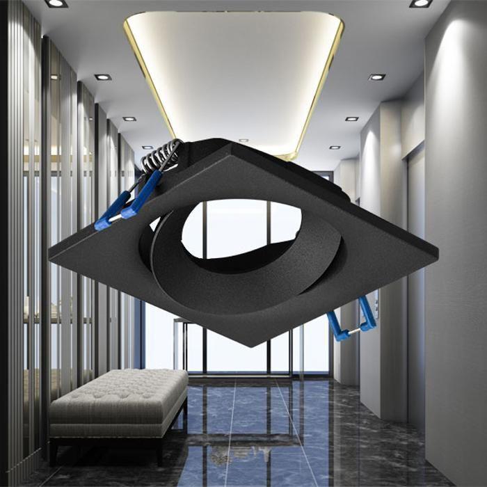 Fixation spot BRAYTRON Tetra-E4, carré, noir, orientable, longueur et largeur 90mm, aluminium