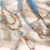 Retro Ethnic Style Necklace Chinese Style Beaded Flower Choker Natural Stone Prayer Necklaces Women Cheongsam Necklace Jewelry