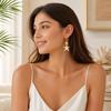 1 Pair Women Earrings, Starfish Shell Charm Long Tassel Earrings, Imitation Pearl Texture Ear Buckle Design Leverback Earrings for Summer Jewelry Gift