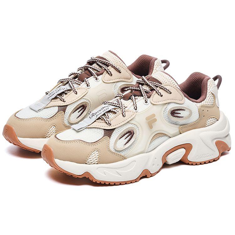Fila Fusion Raccoon Fabric Synthetic Leather TPU Casual Low-Top Dad Shoes Women Sneaker White Sesame T12W231121FWS