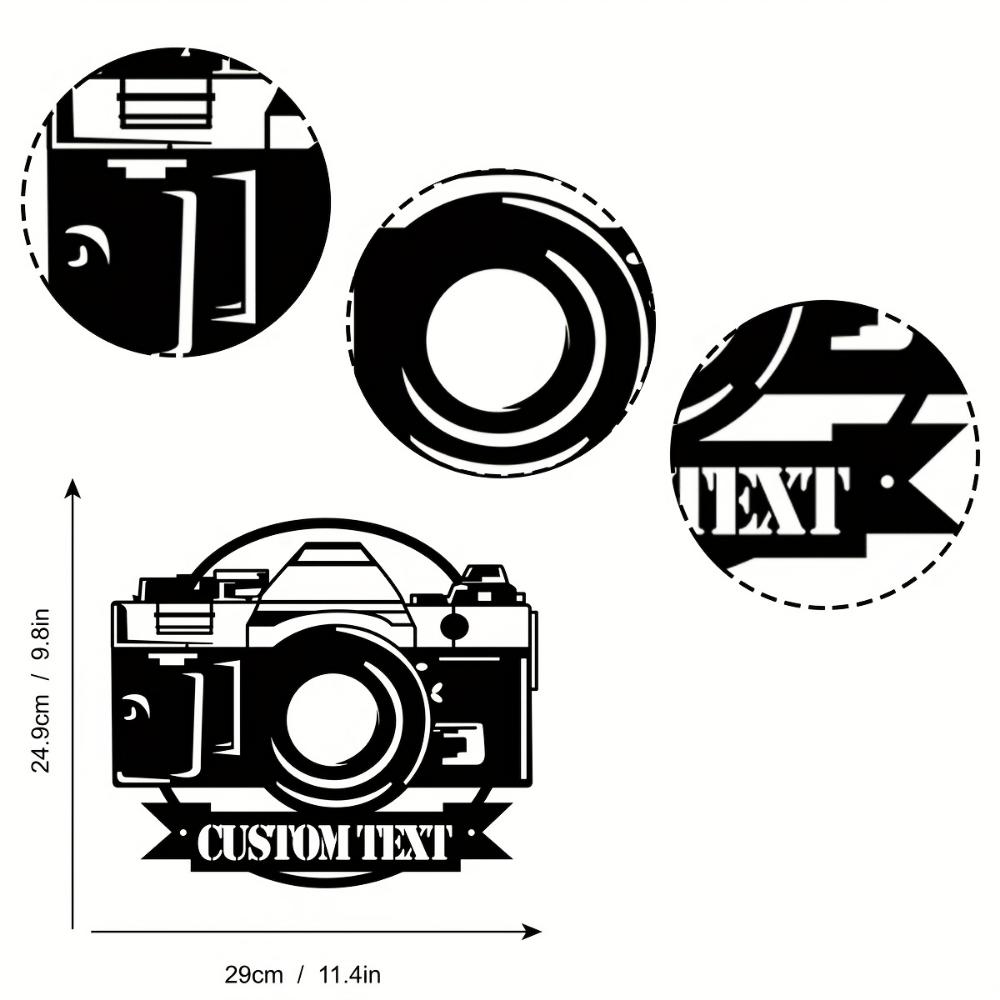 Arte de Pared de Metal Cámara Fotógrafo Letrero con Nombre Decoración Personalizada para el Hogar Regalo para Amantes de la Fotografía
