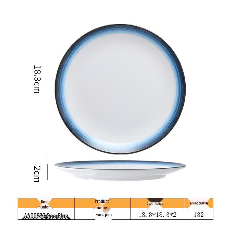 ZISIZ Sea Blue Round Melamine Deep Buffet Plate