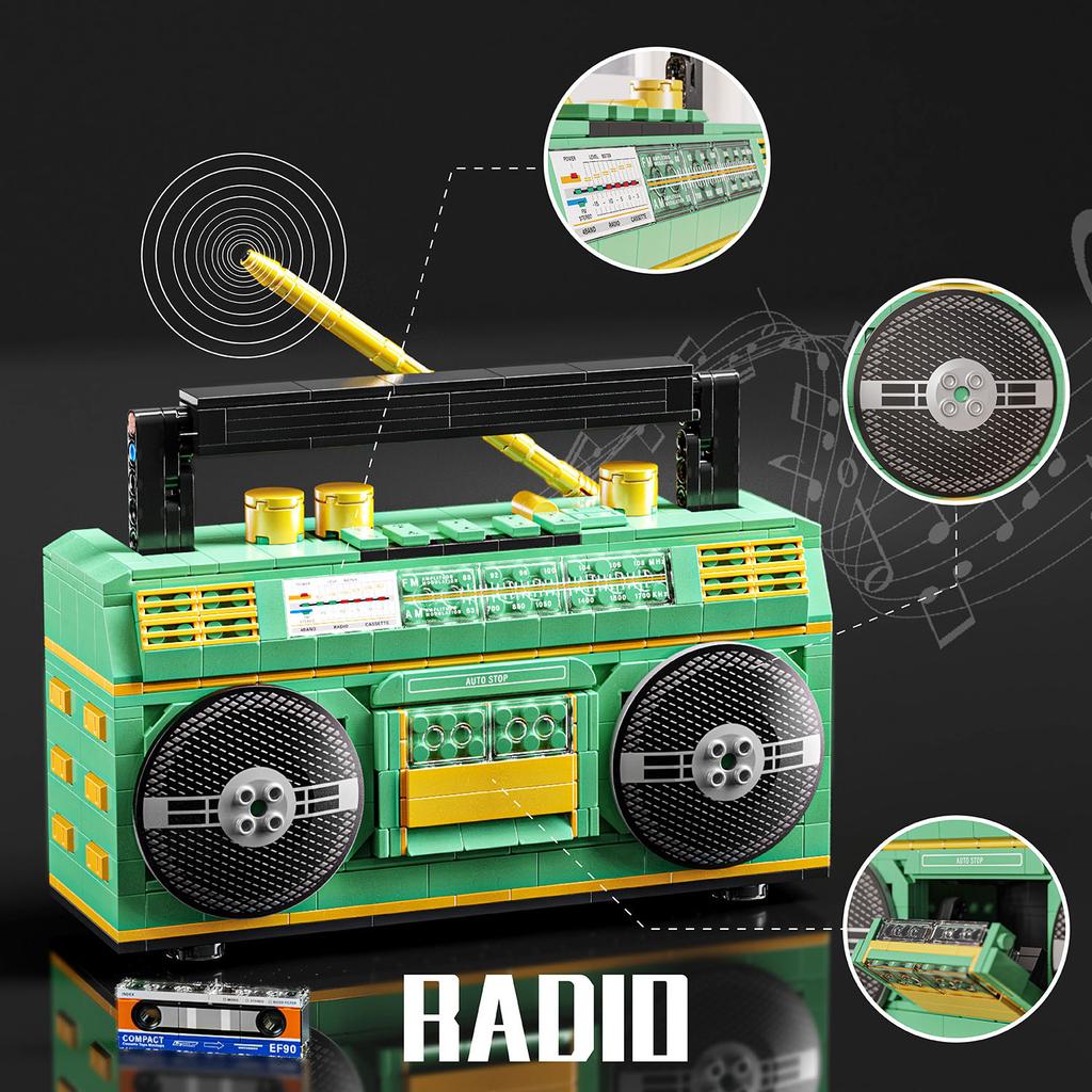 Non-Toxic 781Pcs Vintage Radio Recorder Building Block Toys Sets 3D Puzzle Model Creative Desk Decor For Collectors Christmas Gifts