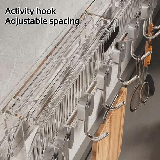 Yousheng Wall-Mounted Kitchen Utensils Organizer Inline Vacuum Hooks No-Drill Utensils Hanger Knife Holder with Adjustable Hooks for Spatulas Bathroom