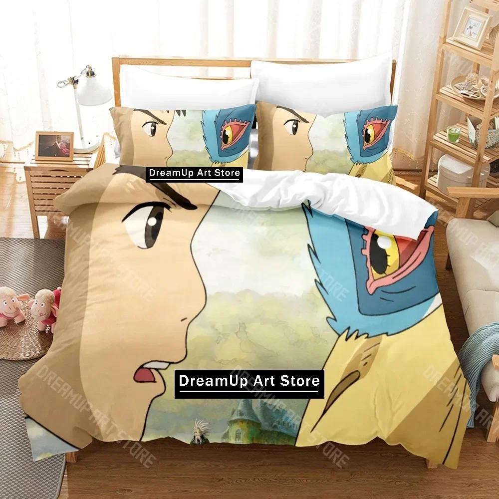3D-tryck Pojken och hägern Sängkläder Set Enkelt Twin Fullt Queen King Size Sängset Vuxen Barn Sovrum Täcke Set Anime Säng