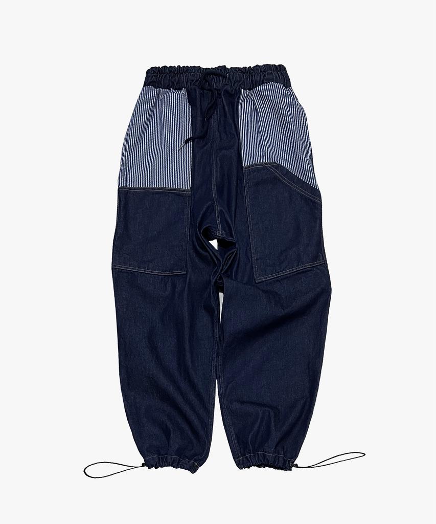 Nainneoscheu Striped Patch Denim Pants_Blue