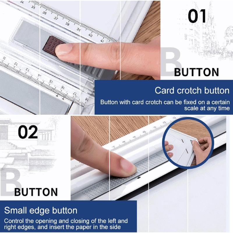 Zeichenbrett Multifunktionale Metrische Zeichenplatte mit Klarlineal Parallelbewegung und Winkelverstellbarem Messsystem