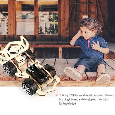 Wood Racing Car DIY Kit Kids Toy DIY Kit DIY Model Building Kits Electric Wooden Racing Car for Children Science and Technology