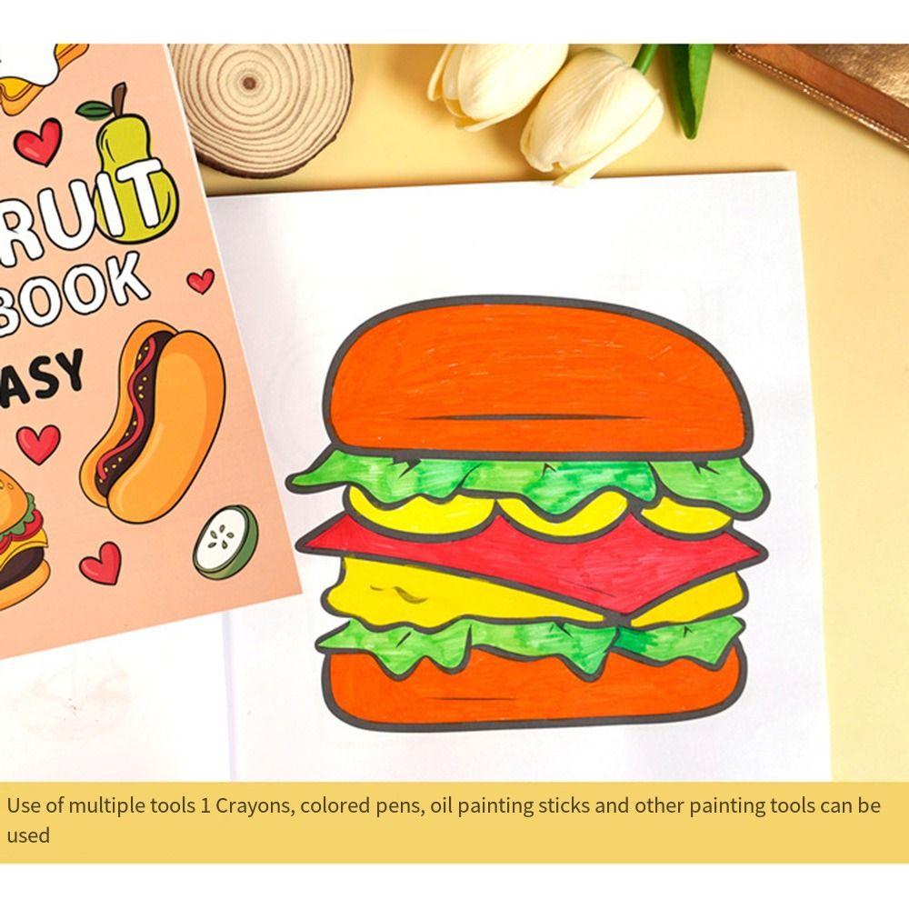 Funny Mini Food Fruit Coloring Book Creative Montessori Gouache Graffiti Book Interesting Educational Filling Color Book Gifts