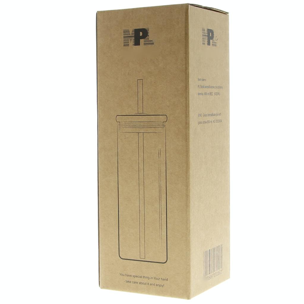 MUG GLASS BOTTLE BOTTLE WITH STRAW 600ml GLASS