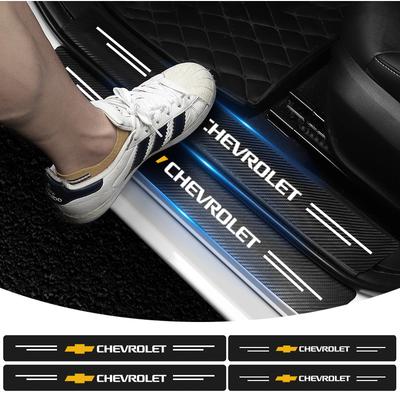 4Pcs Carbon Fiber Car Door Plate Threshold Protector Sticker For Chevrolet Cruze Lacetti Captiva SS Z71 Equinox Trax Impala Camaro Sonic