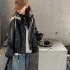 Winter And Girls Autumn Coat New Style Midlarge Childrens Western Style Loose Spring And Autumn Leather Jacket Girls Allmatch Hooded Biker Suit