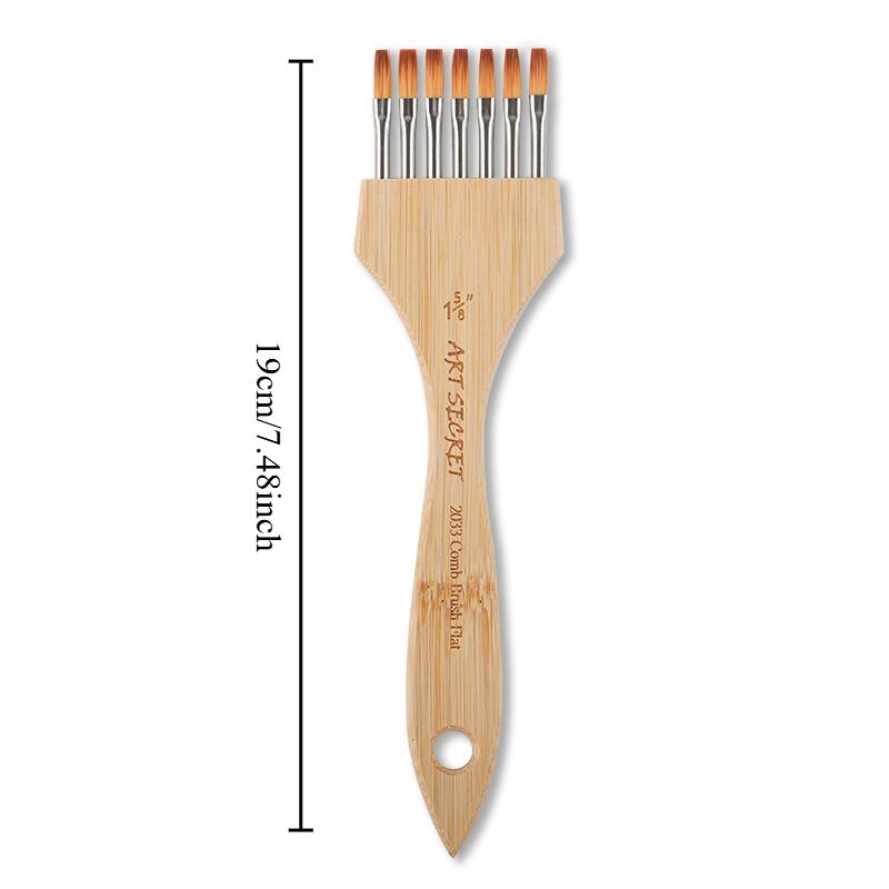 1pcs New Multi Toothed Comb Wooden Flat Head Round Head Art Watercolor Acrylic Brush Nylon Wool Art Stationery