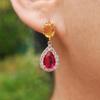 1 Pair Luxurious Colored Cubic Zirconia Drop Shape Dangle Earrings for Women Stud Earring Jewelry Wedding Party Accessories