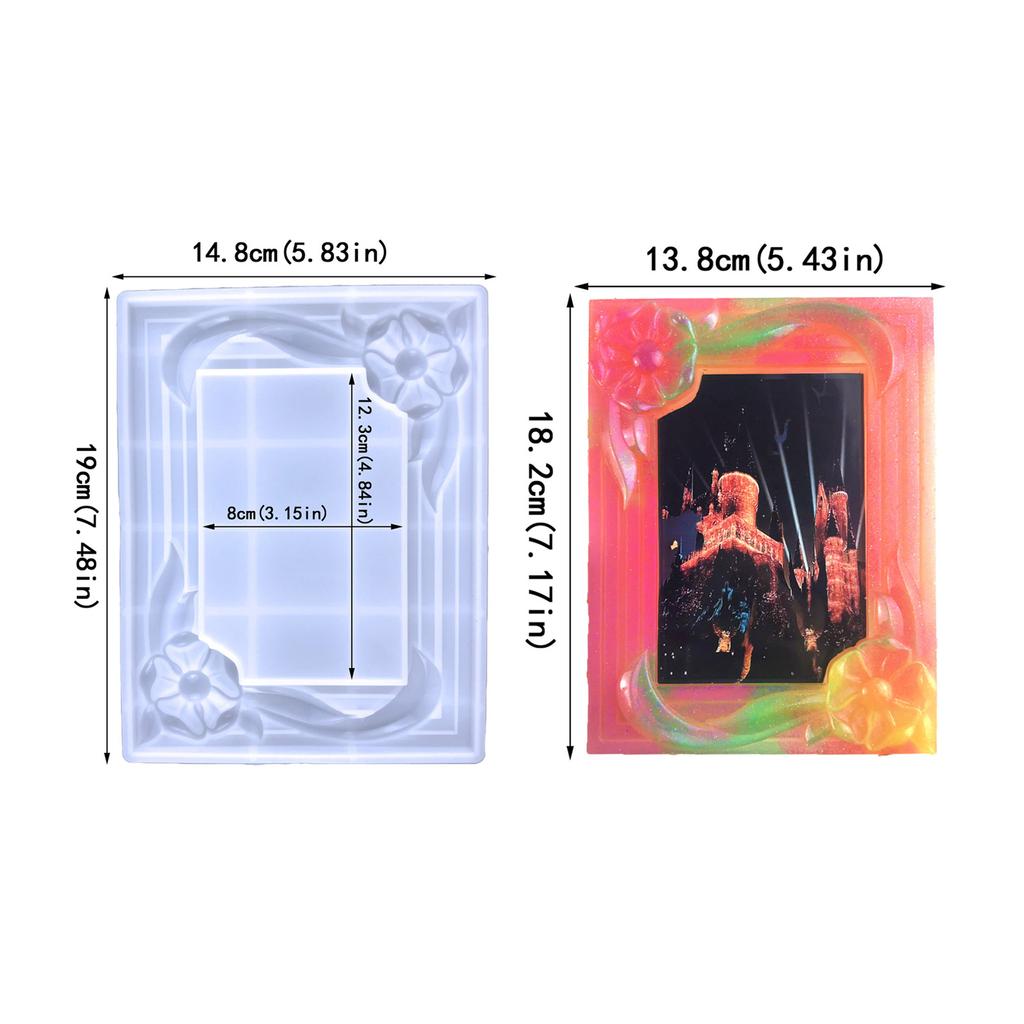 Photo Frame Decor Silicone Mold Semi-stereoscopic Flower Epoxy Mold Resin Casting Pendant Mold Suitable for Diy Craft