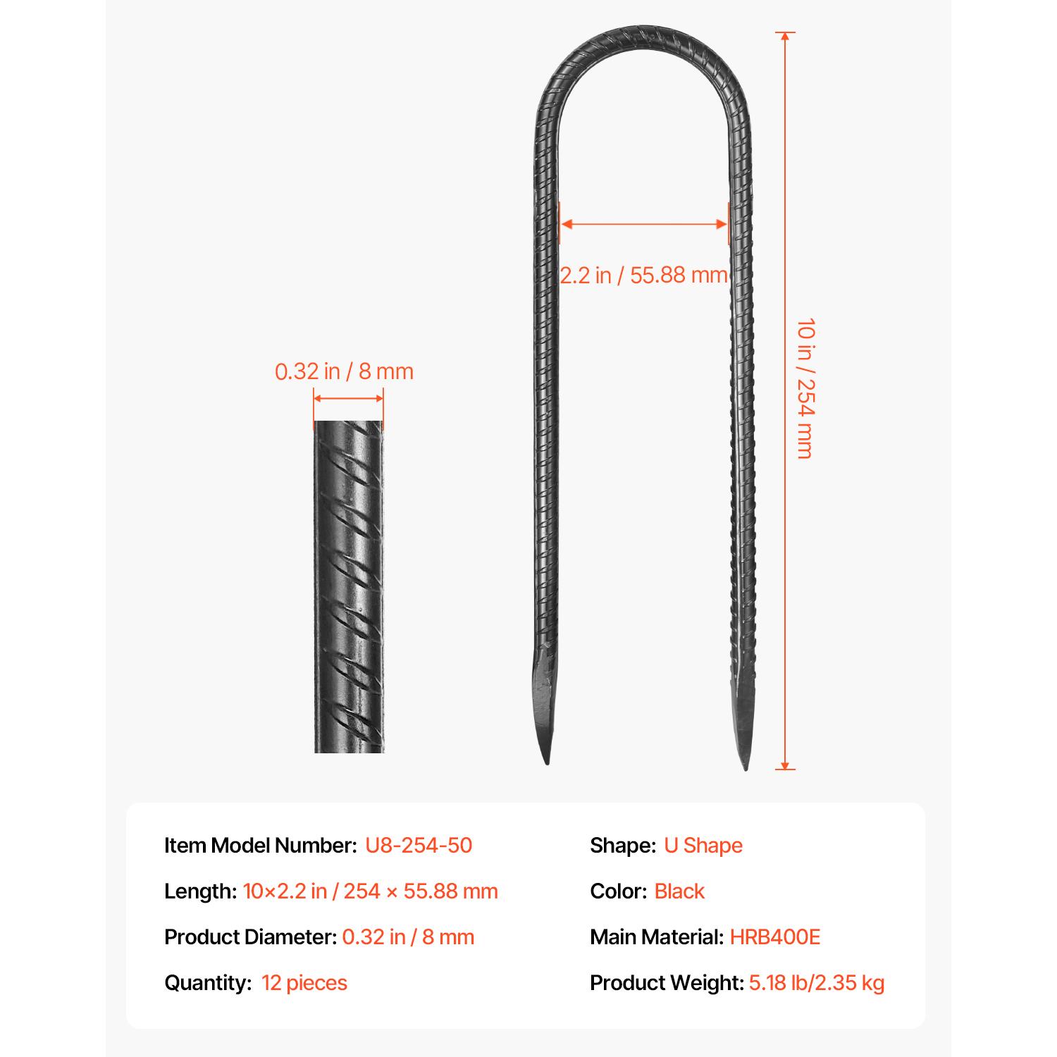 SucceBuy Арматурные колья Оцинкованные стальные грунтовые анкеры с заостренным концом и антикоррозийным покрытием для поддержки садовых ограждений