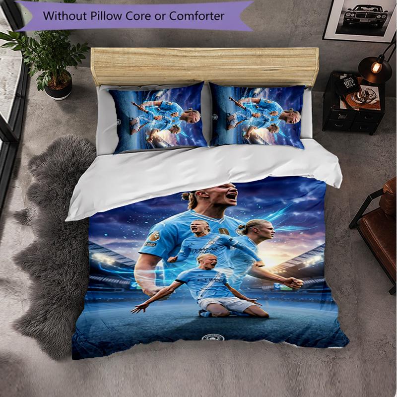 Biancheria da Letto a Tema Erling Haaland Set 3 Pezzi Copripiumino Biancheria da Letto Decorativa Per Stanza Adolescenti Decorazione Casa