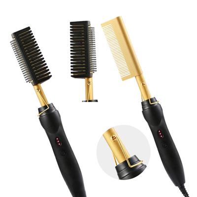 2 In 1 Electric Hot Heating Comb Hair Straightener Curler Wet Dry Hair Iron Straightening Brush Hair Styling Tool