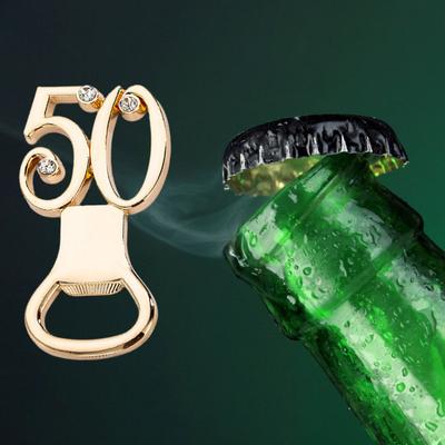 Flaschenöffner zum 50. Jahrestag mit Strass-Intarsien, Party, Hochzeit, Legierung, Memorial, Abendessen, manuell, Bier