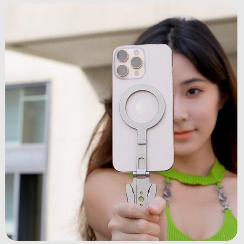 1 Pcs Foldable  Phone Holder With Cold Shoe Magnetic Pocket Phone Tripod With Hook For Phone Android Tripod Phone Stand