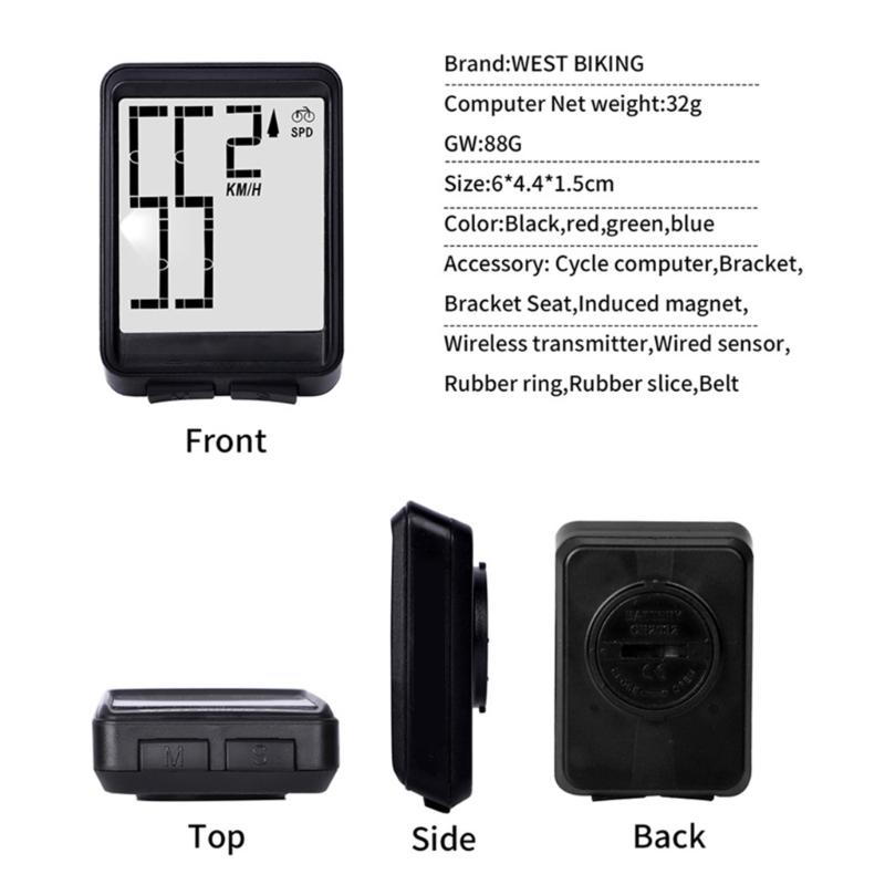 Large Screen Wireless Bicycle Computer Waterproof Bike Speedometer Stopwatch with Backlight Bike Bicycle Speedometer