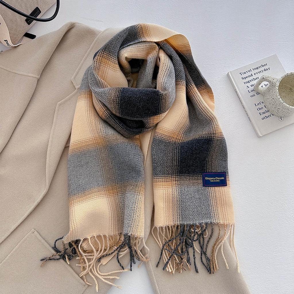 100 Color Autumn Winter Classic Plaid Scarf Women Cashmere Tassels Scarves Thickened Warm Shawl Windproof Pashmina Neckerchief
