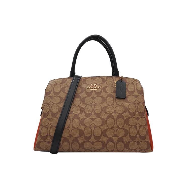 

New COACH PVC Crossbody Handbags Large Size Women s Khaki Color Blocking 91016-IME7V 32.0*15.0*30.0CM