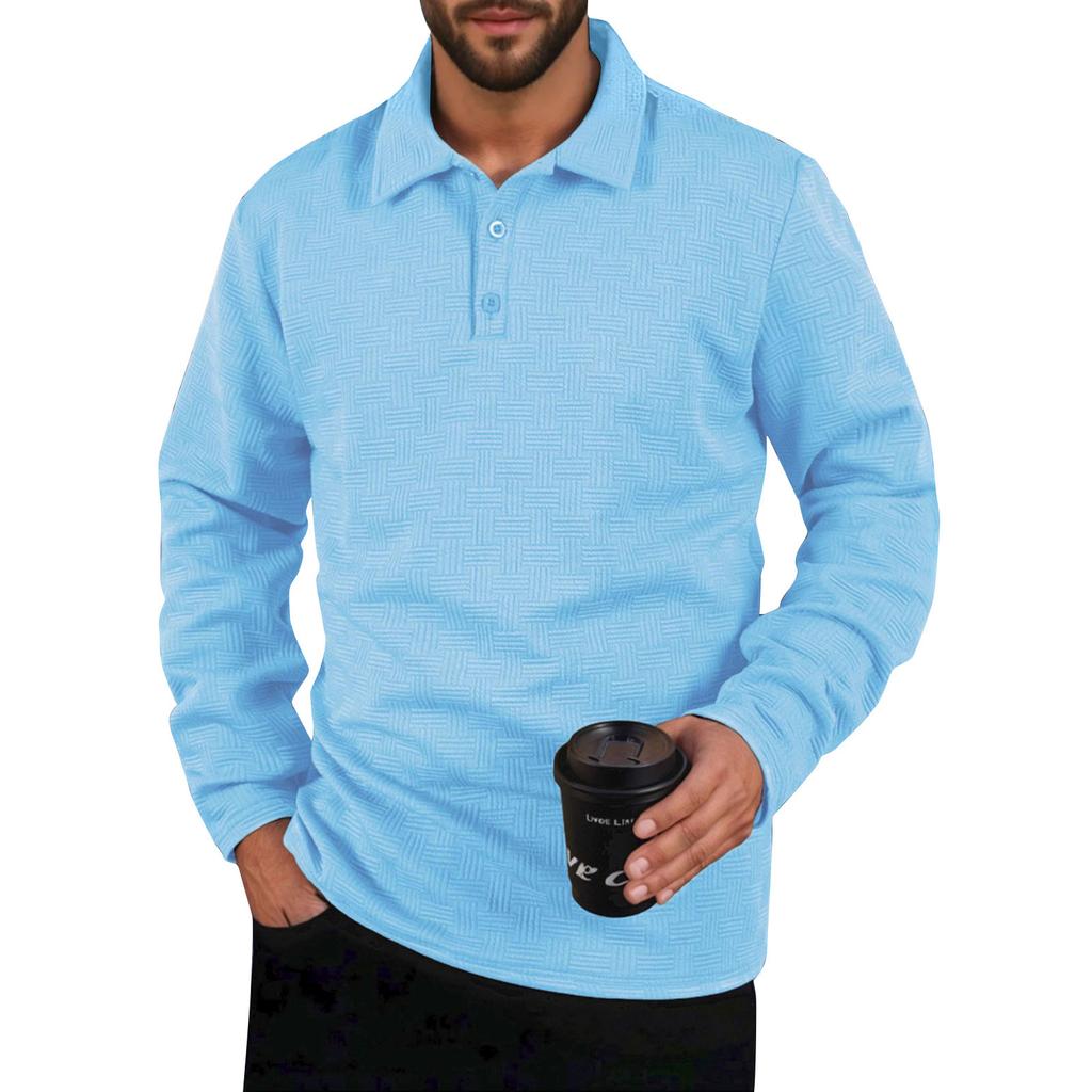 Men's Solid Color Sports Button Lapel Long Sleeve Tops Men's Casual Fashion Long Sleeve Tops