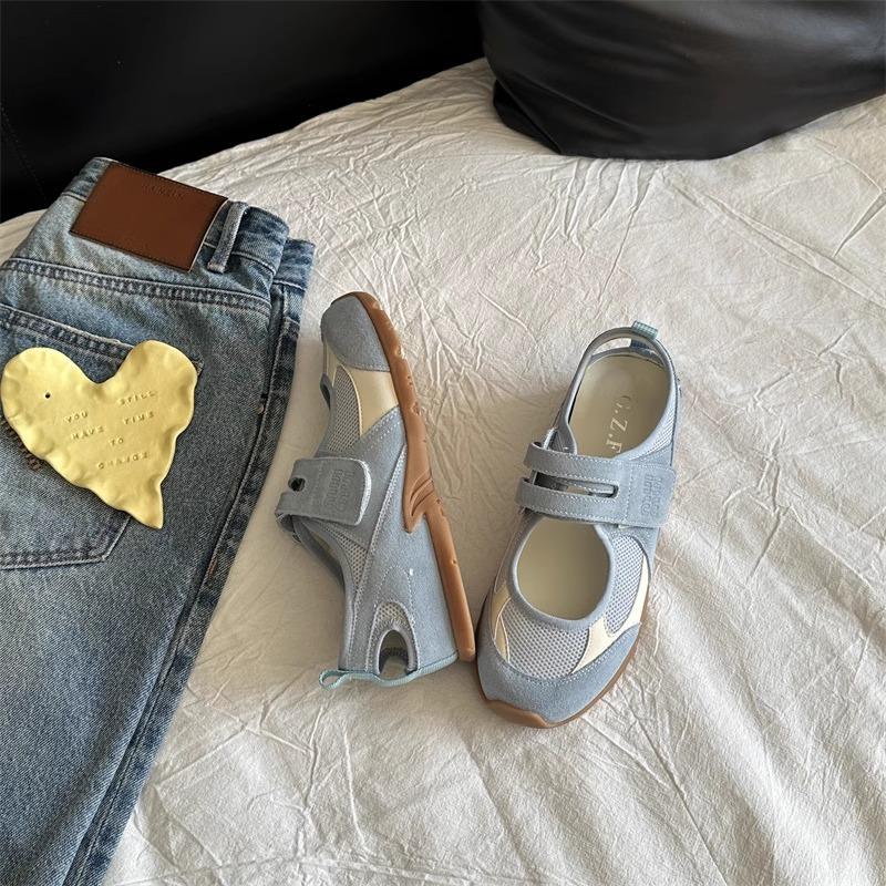 2025 Summer New Korean Version of Color Matching German Training Shoes Women's Soft Sole Breathable Sports Light Casual Mary Jane Single Shoes