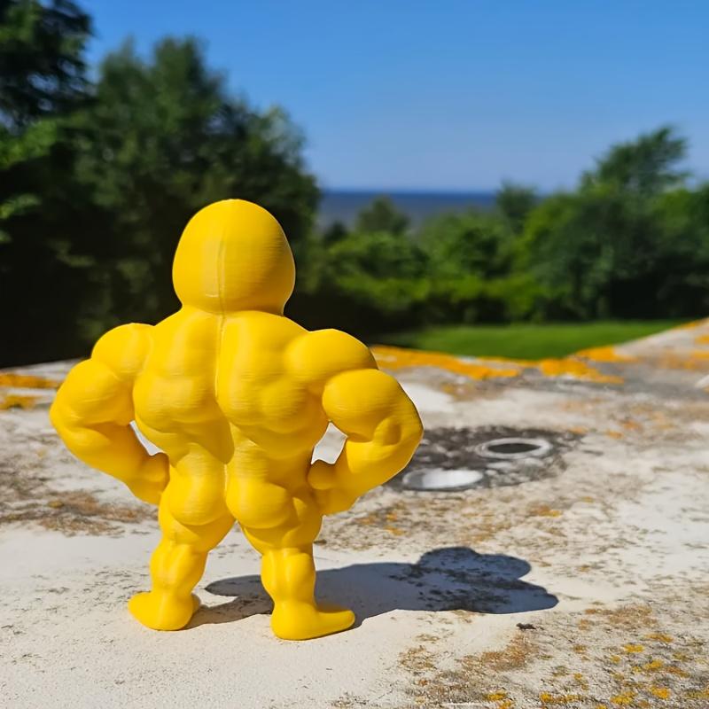 1pc Funny Muscle Yellow Duck Toy Funny Standing Duck Home Decoration Desktop Ornaments To Send Friends A Small Gift.