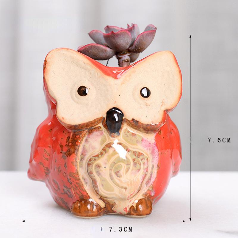 Ceramic Owl Shape Garden Flower Pot Desk Plant Pot Creative Design Succulent Planter Pot Home Garden Decoration outdoor