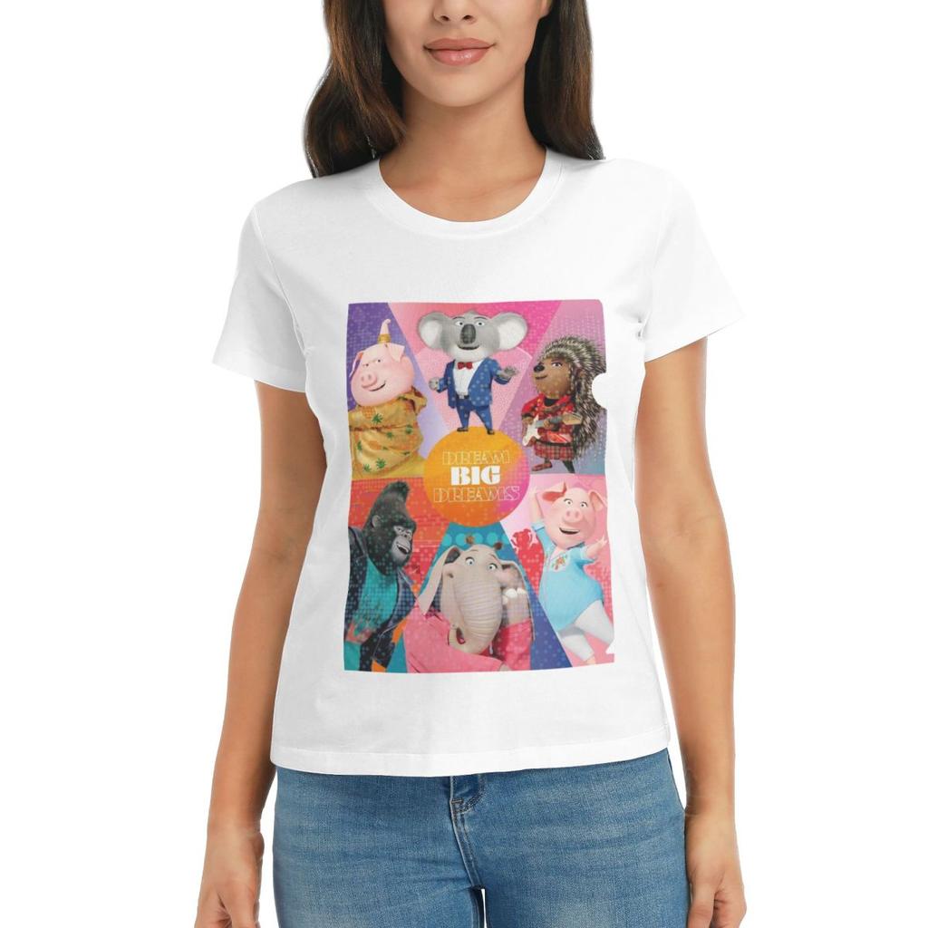 Damen T-Shirt Sing Sommer Kurzarm T-Shirts Rundhals Baumwolle T-Shirts Kleidung Oberteile Streetwear