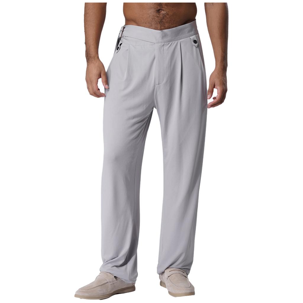 Pantaloni de dans pentru bărbați cu cataramă reglabilă, pantaloni cu curea și buzunare, îmbrăcăminte pentru dans de sală, latin, modern
