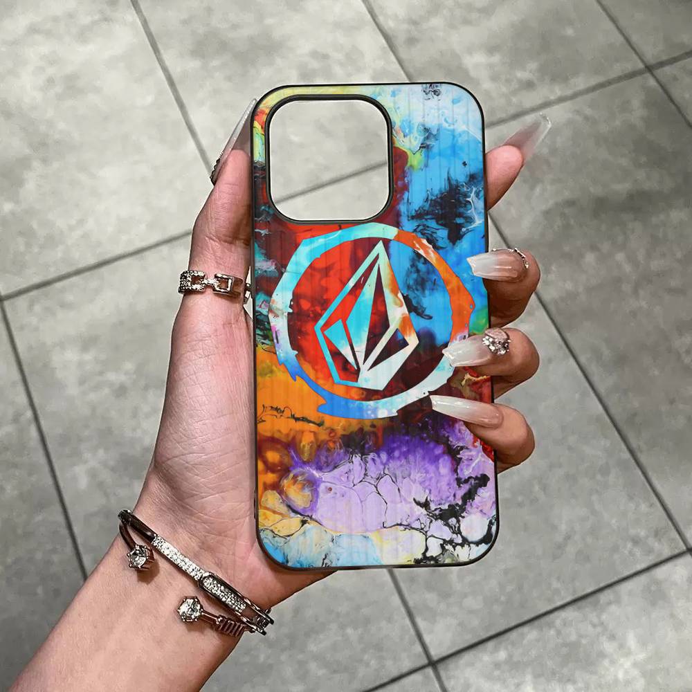 V-Volcom LOGO Fashion Phone Case For IPhone 17 16 15 14 Plus 13 12 11 Pro Max Pro Wave Corrugated Cover