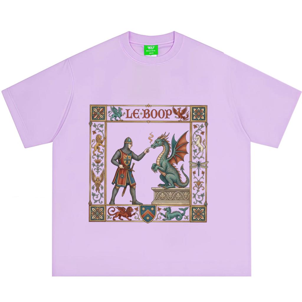 Le Boop Medieval Knight Dragon Funny Vintage Print TShirt Unisex Unisex Casual Loose Tshirts Summer Cotton fashion Tshirts tops