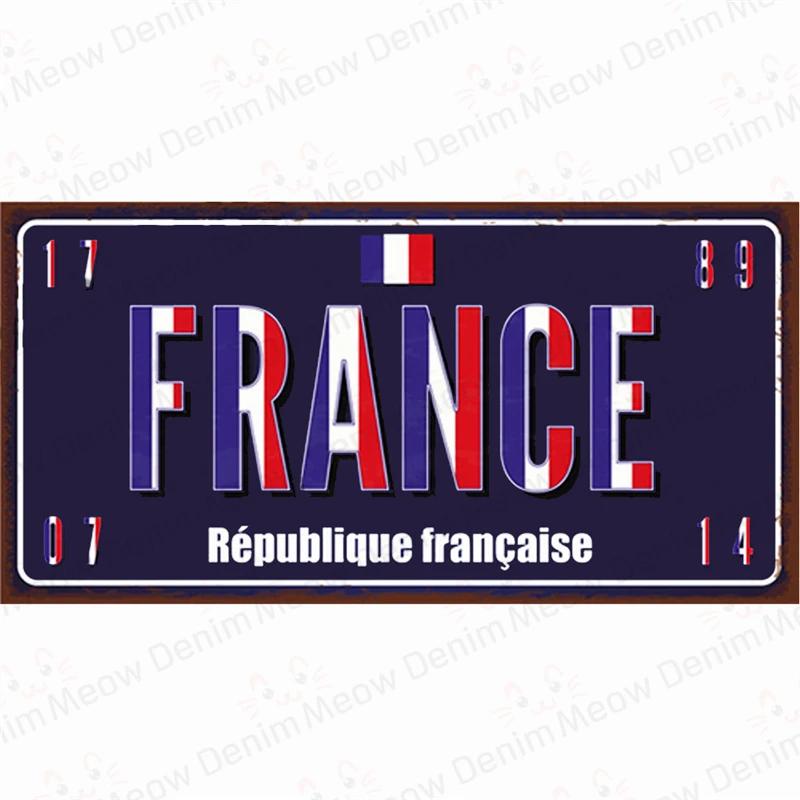 Country Metal Sign Tin Plate, France, Russia, Car, Garage, Club Decoration, Spain, Poland, London, Portugal, Korea Plate, N397