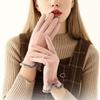 Bow Decor Fuzzy Gloves Elastic Plush Cold-proof Full Finger Gloves For Outdoor Driving Cycling Fishing