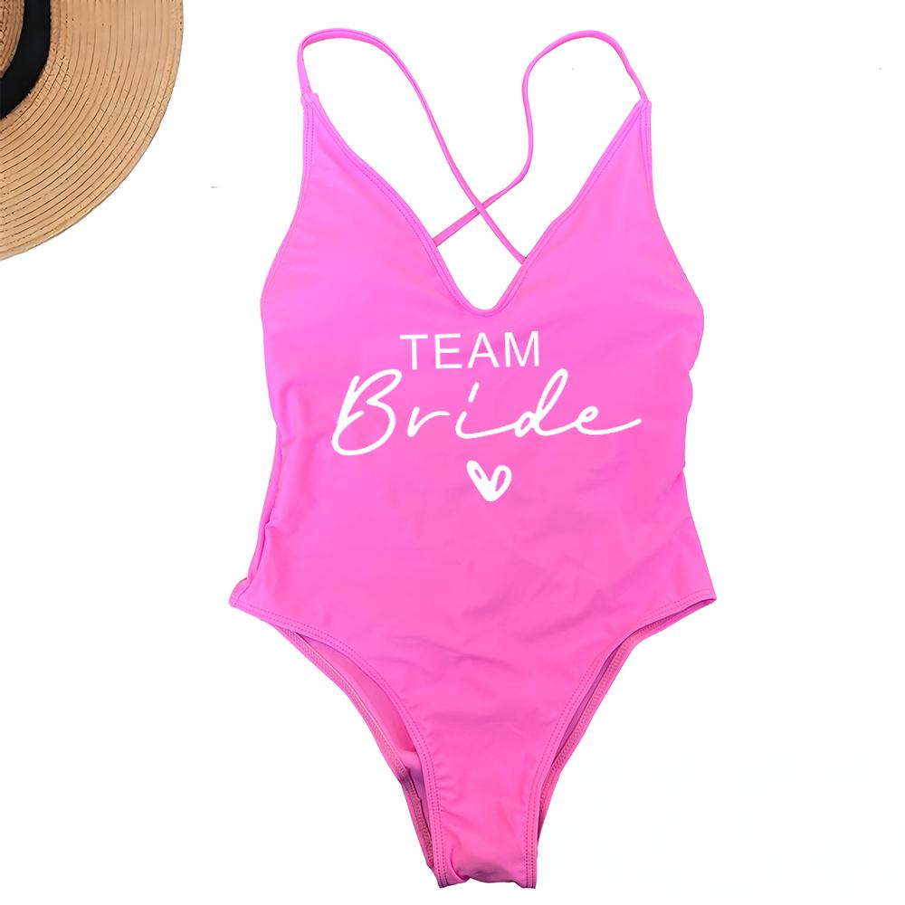 Sexy Padded One Piece Swimsuit Women Team Bride Swimwear Bikini Summer Bathing Suit Plus Size Beachwear Bachelorette Party Lady