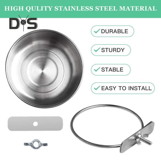 Edelstahl-Futternapf für Papageien, Vögel, Hunde, Katzen, Kaninchen, Vögel, Kleintiere, Käfigmontage, Wasser- und Futternapf, Futternapf, Heimtierbedarf