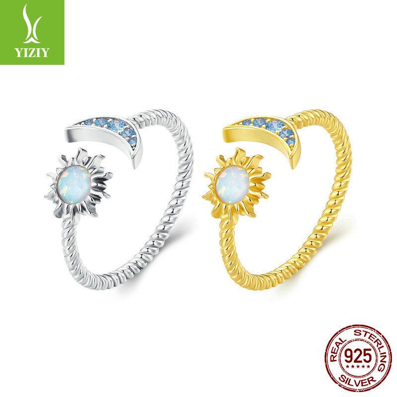 Opal Sun, Moon And Stars Open Ring, Japanese Niche Design Ring Jewelry Scr796