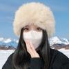 White Imitation Fur Plush Hat Women's Autumn and Winter Thickened Ear Protection Warm Fluffy Bucket Hat Cold Mongolia Hat