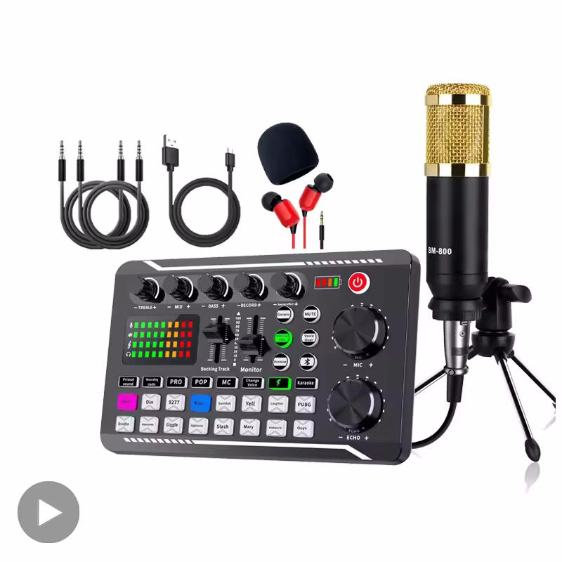 Professional Microphone Mic Bluetooth Sound Mixer Card For PC Condenser USB Wired Digital Live Wireless Soundcard Voice Changer
