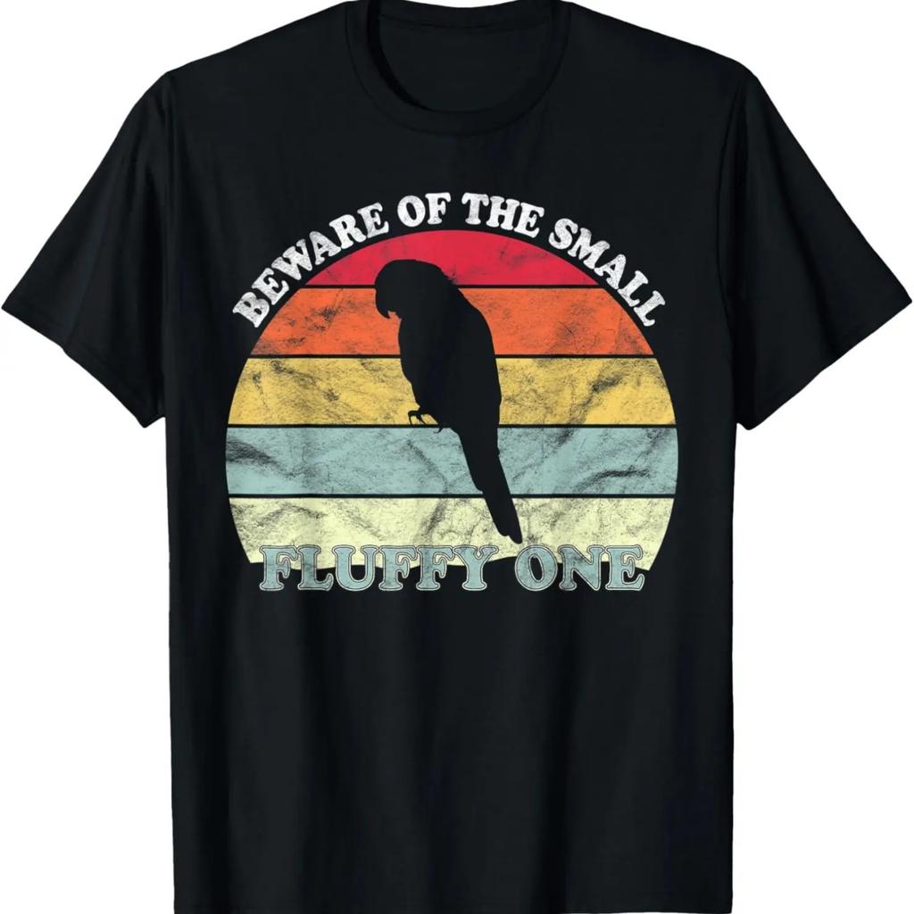 Beware Of The Small Fluffy One Funny Retro Conure Parrot T-Shirt